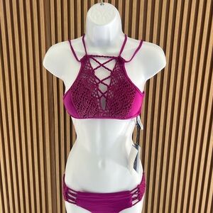 Elegant Magenta Crochet Bikini